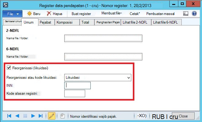 Data reorganisasi perusahaan dalam register data Pendapatan