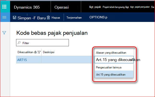 Gambar ini memperlihatkan alasan bebas pajak penjualan.