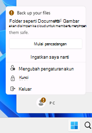 Pemberian lencana di menu Mulai