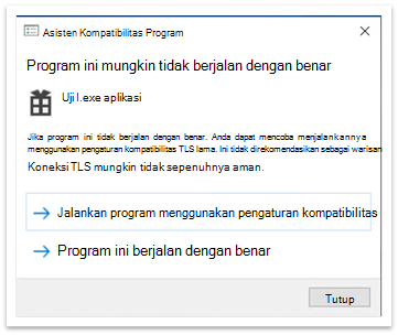 Popup Asisten Kompatibilitas Program setelah menutup aplikasi