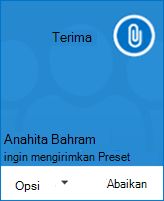 Cuplikan layar pop-up pemberitahuan file transfer