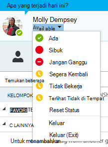 Opsi status kehadiran