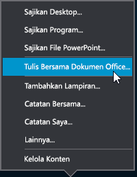 Opsi penulisan bersama dalam menu Sajikan