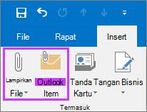 Di tab File, klik Lampirkan File atau Item Email