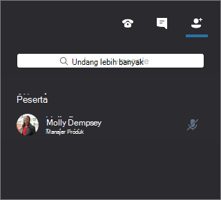 Skype for Business untuk Mac jendela rapat memperlihatkan peserta