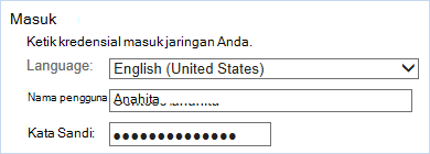 Masuk dengan kredensial masuk jaringan