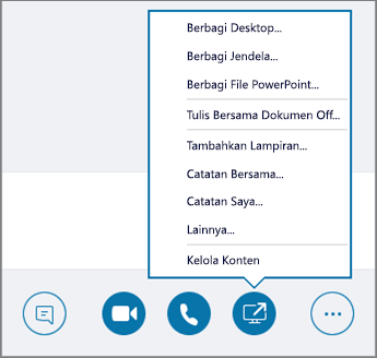 Cuplikan layar menu Bagikan Konten yang terbuka.