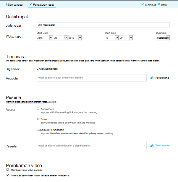 Layar rapat baru dengan tombol simpan dan edit disorot