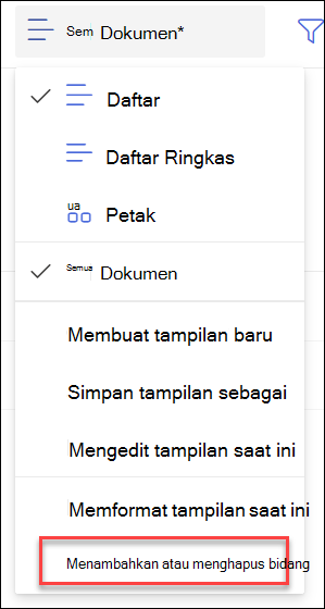 cuplikan layar tambahkan bidang hapus