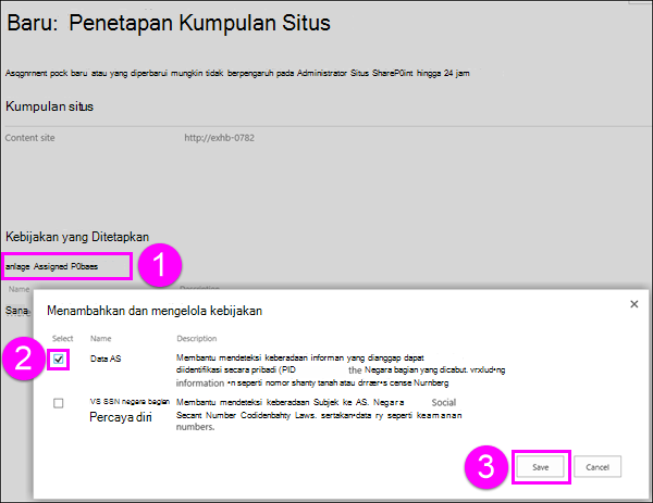 halaman Tambahkan dan Kelola Kebijakan