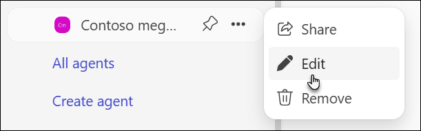 Cuplikan layar Agen Pengeditan di BizChat