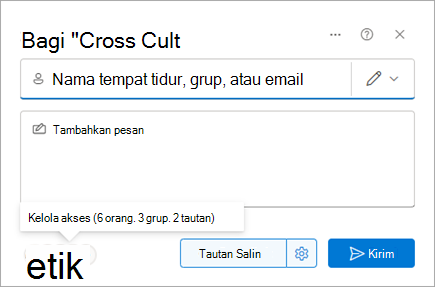 Kotak dialog Bagikan memperlihatkan orang yang berbagi file dengannya.