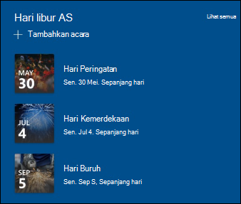 Pratinjau komponen web Acara.
