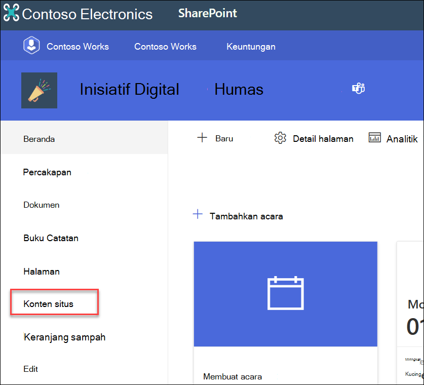 cuplikan layar konten situs navigasi kiri