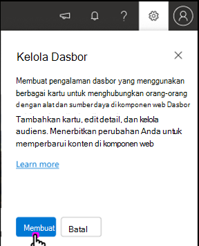 Cuplikan layar mengelola panel kartu dasbor