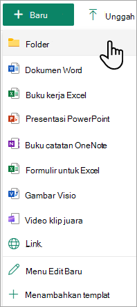 Anda bisa menambahkan folder baru ke pustaka dokumen dengan menggunakan perintah Folder Baru.