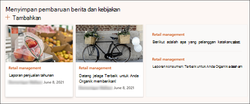Cuplikan layar webPart Berita