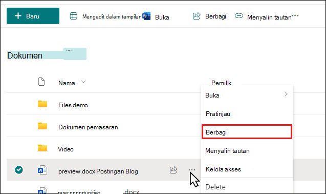 Mulai berbagi dokumen di pustaka SharePoint
