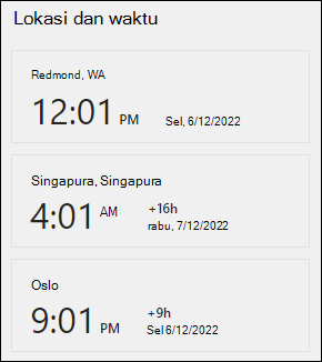 Pratinjau komponen web Jam Dunia.