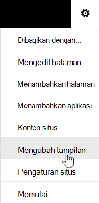 Menu Pengaturan dengan Ubah tampilan yang disorot