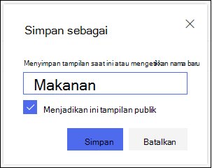 Dialog Simpan Tampilan Tampilan Daftar SharePoint Online