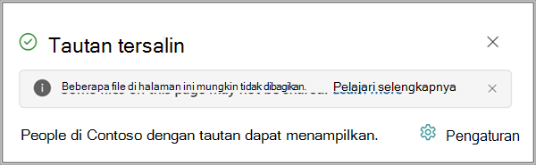 Bagikan menu dengan Bagikan halaman, Salin tautan ke halaman, Kirim ke email, dan opsi Viva Engage.