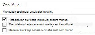 Kotak dialog Opsi Mulai