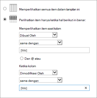 Filter menggunakan [Saya]