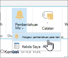 Atur pemberitahuan SharePoint 2016 pada item dengan item dipilih