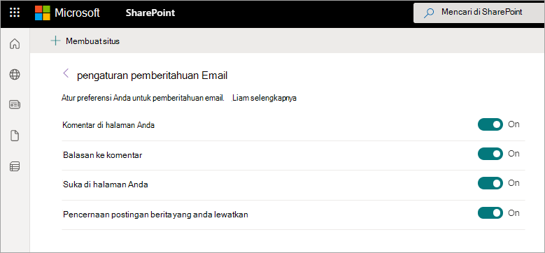 preferensi pemberitahuan Email