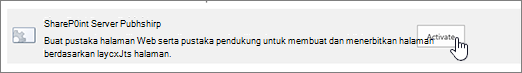Opsi Aktifkan penerbitan sharepoint di bawah Fitur kumpulan situs