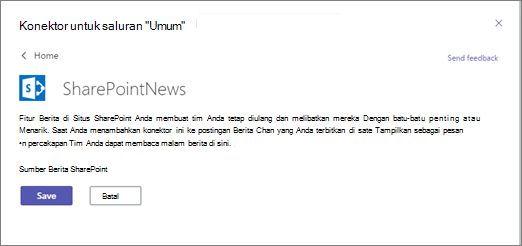 Kotak dialog konektor berita