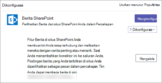 Kotak dialog konektor berita