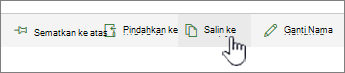 Tombol Salin ke di menu utama