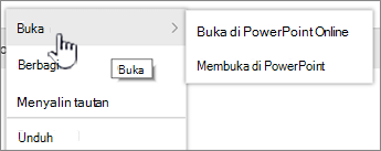 Menu elipsis file dengan Buka disorot