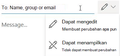 Pilih ikon pensil untuk memberi penerima izin edit atau baca-saja.