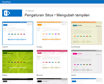 Contoh desain yang tersedia untuk kustomisasi situs komunitas Anda