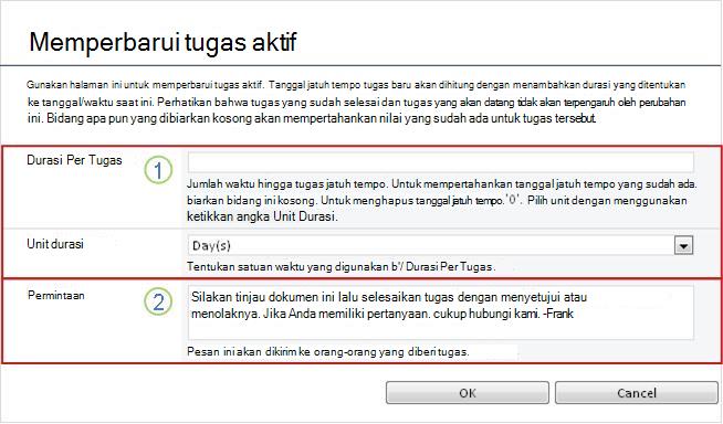 Mengubah formulir untuk tugas aktif