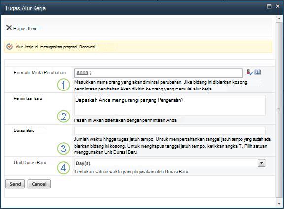 Formulir untuk meminta perubahan dalam item