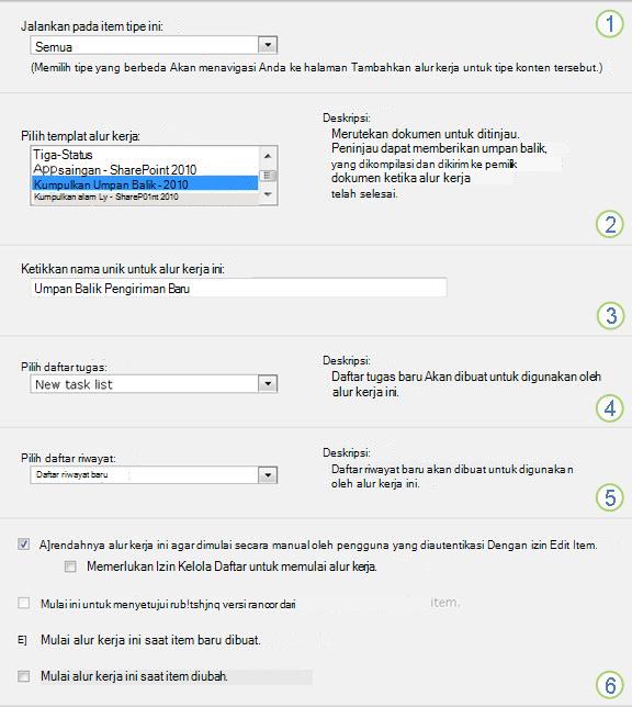 Halaman pertama formulir kaitan dengan callout bernomor