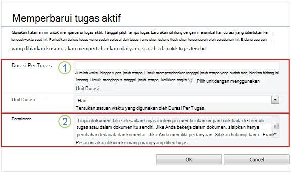 Mengubah formulir untuk tugas aktif