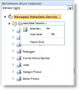 Gunakan menu untuk membuat kumpulan istilah baru.