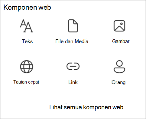 Daftar komponen web di Toolbox