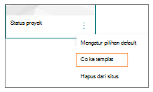 Cuplikan layar menu Opsi lainnya untuk templat halaman dengan Buka templat dipilih.