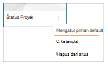 Cuplikan layar menu Opsi lainnya untuk templat halaman dengan Atur pilihan default dipilih.