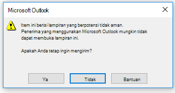 Peringatan lampiran tidak aman Outlook