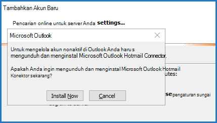 Perintah Konektor Hotmail Outlook