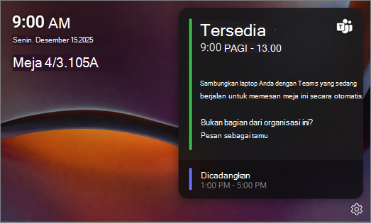 Layar yang tersedia Hub Meja