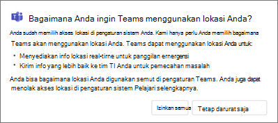 Metode Teams lokasi persetujuan