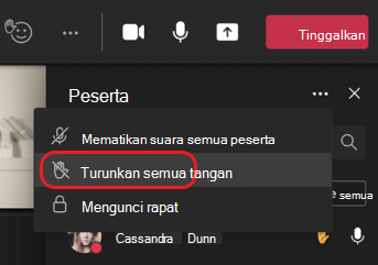 opsi menu turunkan semua tangan